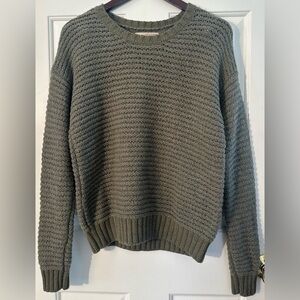BANANA REPUBLIC S Merino Wool Waffle Knit Crewneck Olive Vintage Campus Style